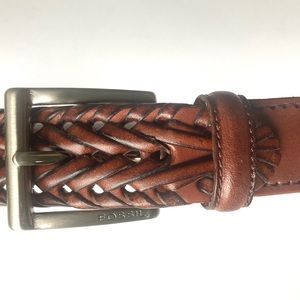Fossil braided leather belt sz 34